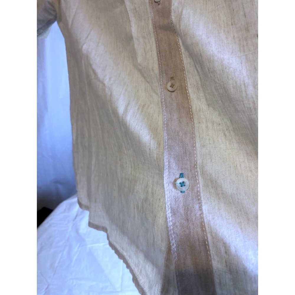 Tommy Bahama Mens XXL Beige 100% Linen Short Sleeve Button Down Shirt Marlin - Picture 5 of 10